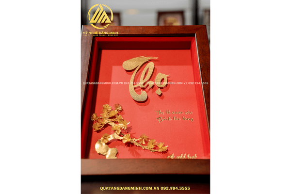 Tranh chữ Thọ dát vàng 24K 25x20cm