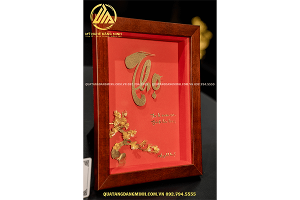Tranh chữ Thọ dát vàng 24K 25x20cm