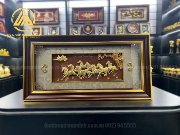 Tranh Bát Mã Truy Phong Dát Vàng 24k - Mã Đáo Thành Công