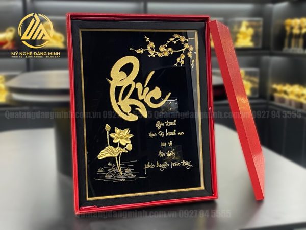 Tranh Chữ Phúc Dát Vàng 24k -Hạnh Phúc, Tài Lộc Và Bình An