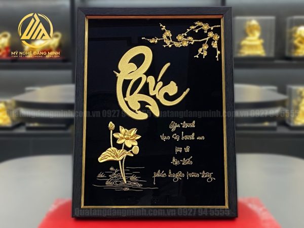 Tranh Chữ Phúc Dát Vàng 24k -Hạnh Phúc, Tài Lộc Và Bình An