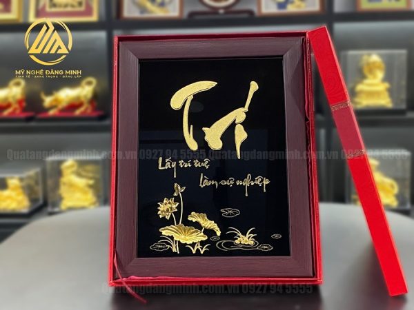 Tranh Chữ Trí Dát Vàng 24k
