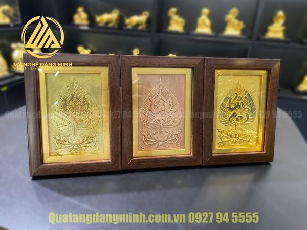 Tranh Lá Bồ Đề Bằng Đồng Mạ Vàng 24k