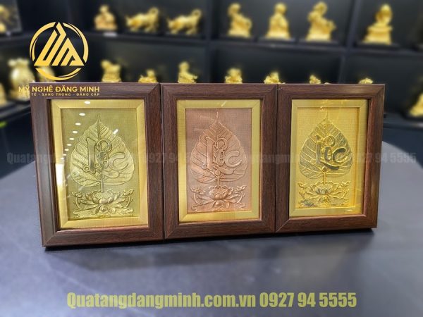 Tranh Lá Bồ Đề Bằng Đồng Mạ Vàng 24k