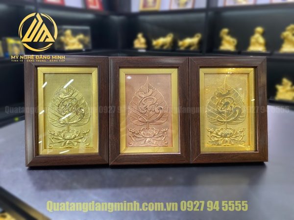 Tranh Lá Bồ Đề Bằng Đồng Mạ Vàng 24k