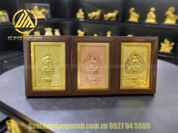 Tranh Lá Bồ Đề Bằng Đồng Mạ Vàng 24k