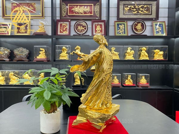 Tượng Khổng Minh Dát Vàng 24K