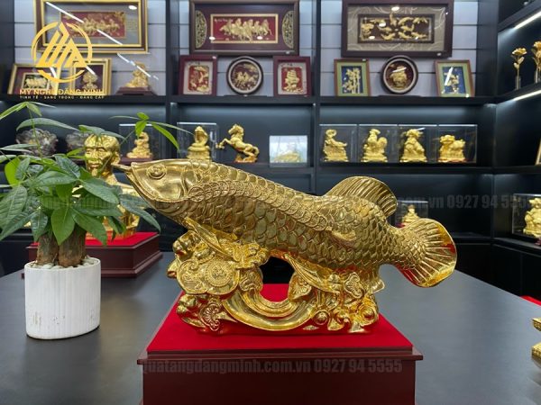 Tượng Cá Rồng Dát Vàng 24K