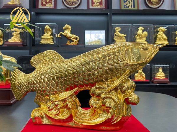 Tượng Cá Rồng Dát Vàng 24K