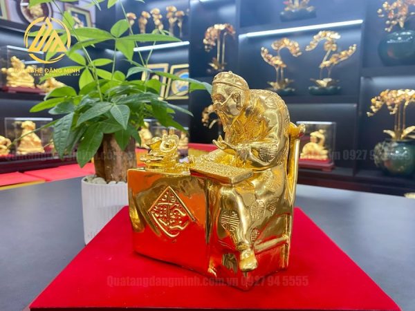 Tượng Quản Gia Ngồi Bàn Dát Vàng 24K