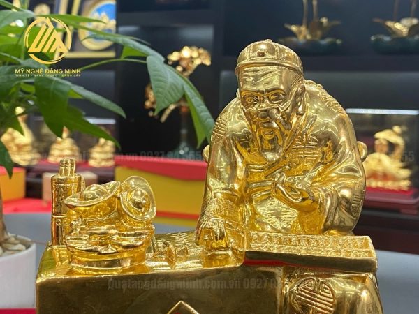 Tượng Quản Gia Ngồi Bàn Dát Vàng 24K